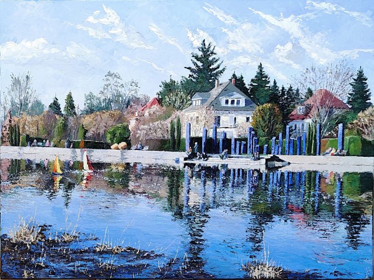 Entspannter Nachmittag am Horbachsee Gemälde von Eric Rothengatter mit dem Titel: Entspannter Nachmittag am Horbachsee